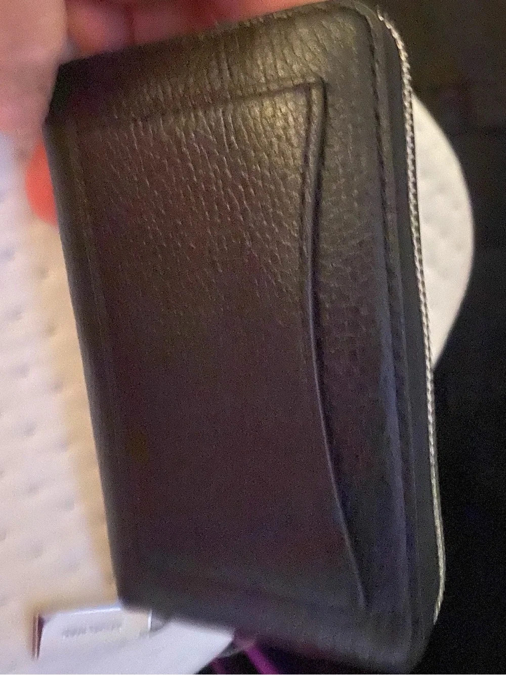 Michael Kors Black Pebbled Leather Card Holder with Silver Logo